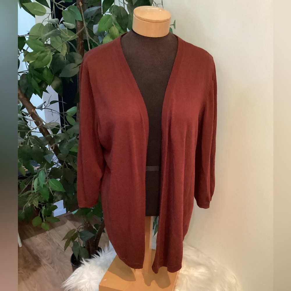 Maurices Women's Open Front Knit Cardigan Sweater Burgundy XXL